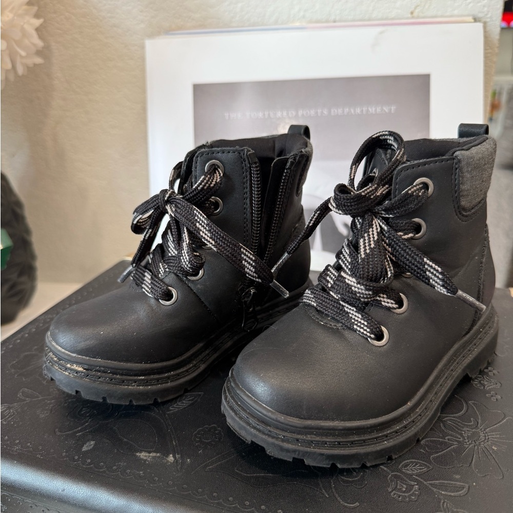 Cat & Jack Black Ankle Boots with Rugged Soles